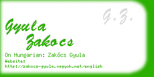 gyula zakocs business card